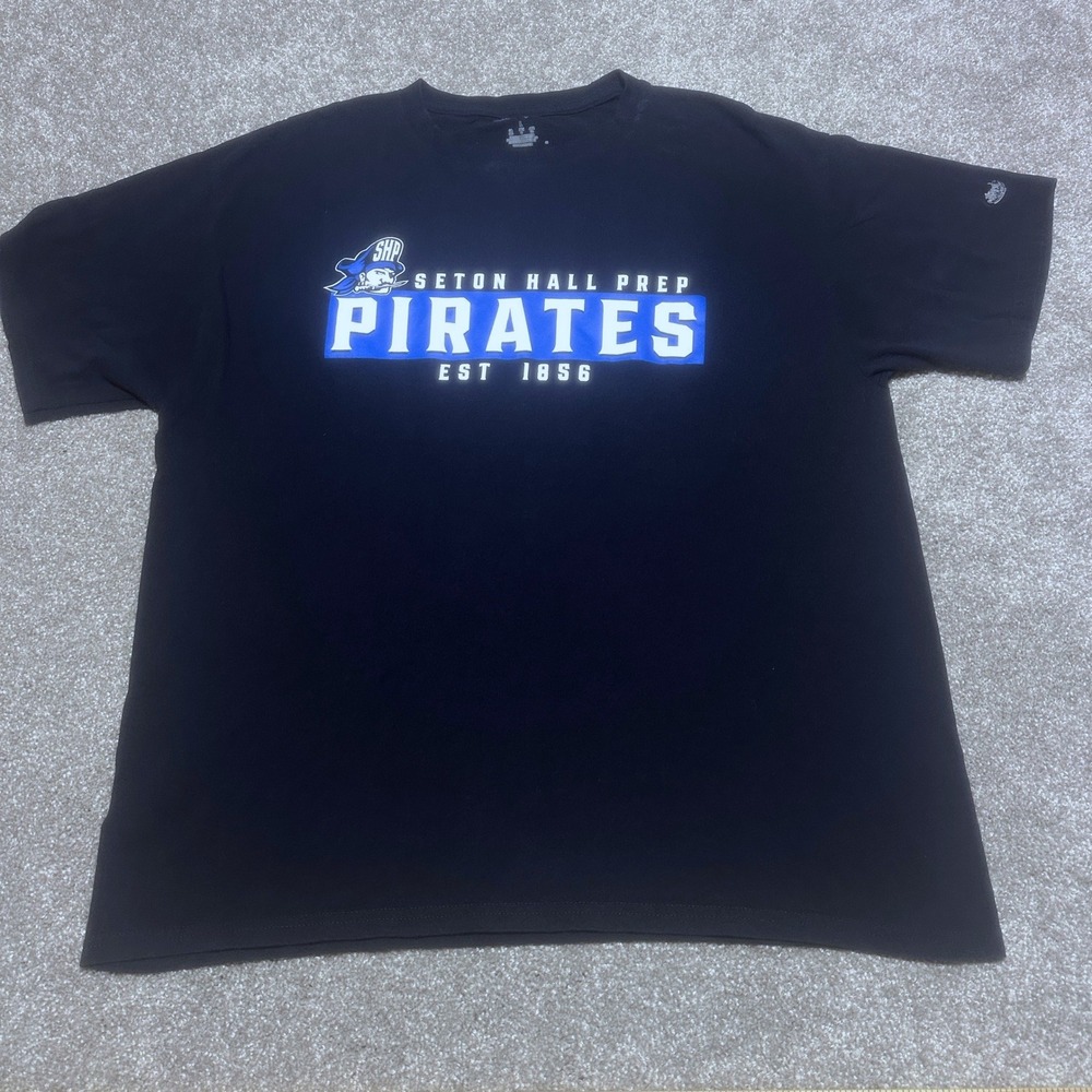 Champion Mens L Seton Hall Prep Pirates Graphic Tee Blue NJ School Prep Sport